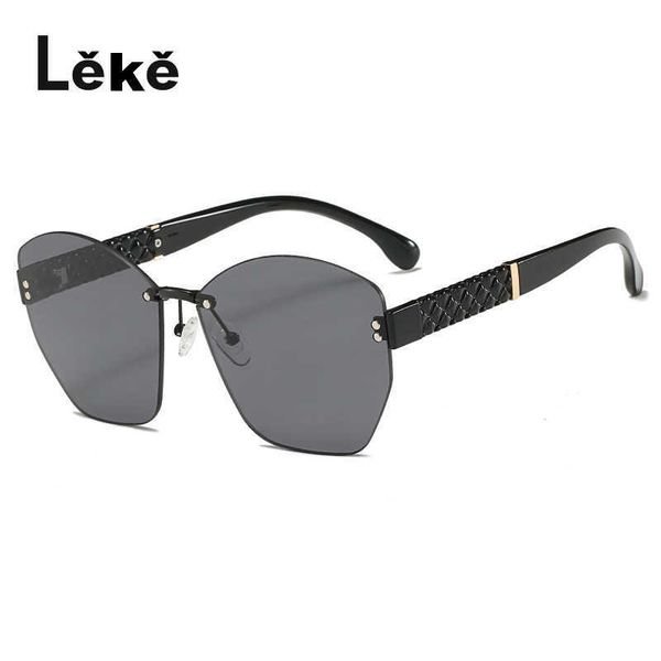 new women's hd sunglasses fashion frameless sunglasses fashion polarized mirror, White;black